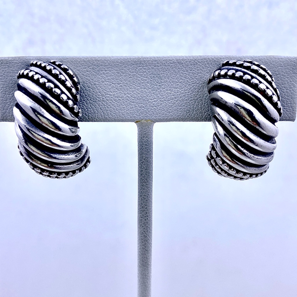 Dian Malouf Vintage Sterling Clip Earrings